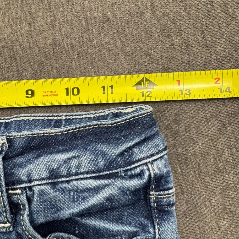 Justice Girls Super Skinny‎ Jeans Mid Rise Medium Wash Distressed Denim Size 10